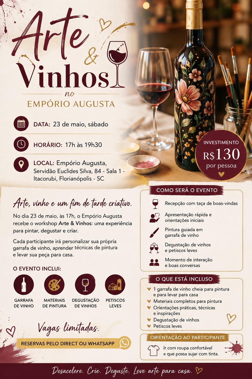 SABADO 23. Maio, 17h. 🎨🍷 ARTE & VINHOS NO EMPÓRIO AUGUSTA